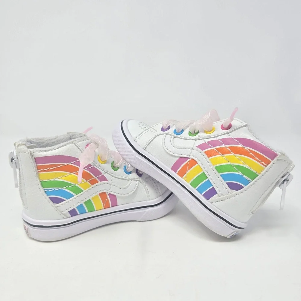 Vans x Flour Shop Sk8-Hi Reissue V Rainbow White Toddler Shoes Size 4 721356